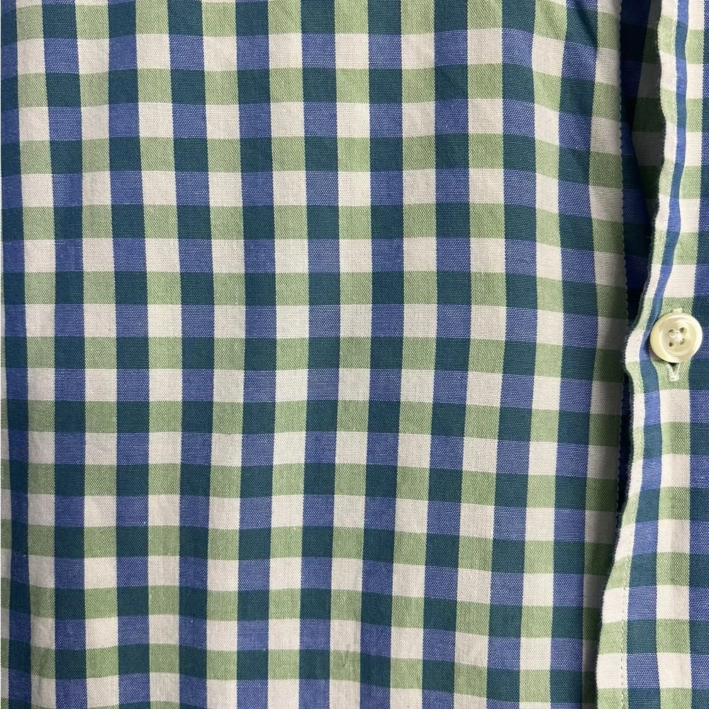 Banana Republic Men's Blue white and Green Gingham‎ Shirt Size Medium